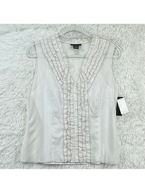 Grace Dane Lewis 100% Silk Ruffle Blouse Sz 10 NWT
